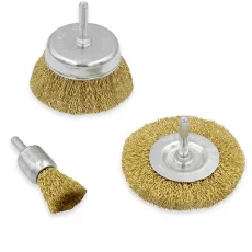 Juego de Cepillos en Acero Bronceado para Taladro (3Pzs)