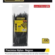 Precintos De Nylon Reforzados 9967624 3.6x250mm Negro X 100u