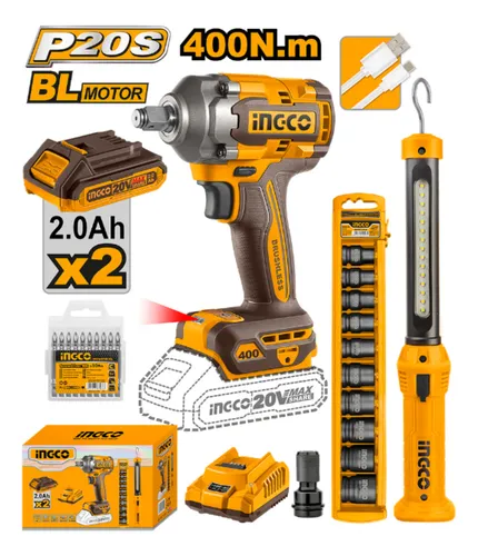 COMBO LLAVE DE IMPACTO 400NM + TUBOS IMPAC + LINTERNA + PUNTAS + ADAPTADOR
