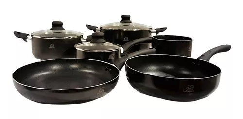 Set Batería De Cocina 9 Piezas Tapa Vidrio