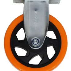Rueda Con Base Fija Nylon Poliuretano Naranja 65mm