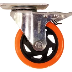 Rueda Naranja Giratoria Con Freno