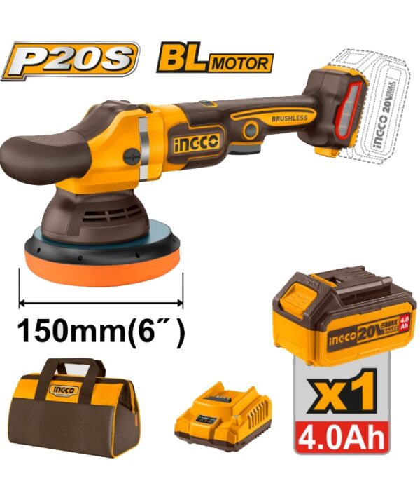 Pulidora LustraLijadora a Batería Inalámbrica 20V 150mm 6