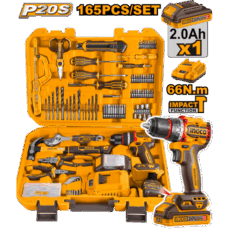 KIT ATORNILLADOR PERCUTOR 20V (CIDLI20035) EN VALIJA C/BAT Y CARGADOR + 165 HERRAMIENTAS