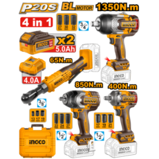 KIT COMBO A BATERIA LLAVE DE IMPACTO 3/4" 1350NM + 1/2" 850NM + 1/2" 400NM + LLAVE CRIQUE 65NM