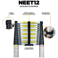 Escalera Telescopica Extensible 12 Esc 3,8m