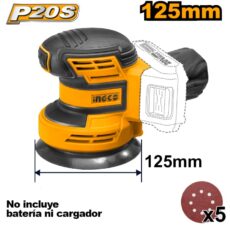 Lijadora Roto Orbital de Palma Mano a Batería Inalámbrica 20V