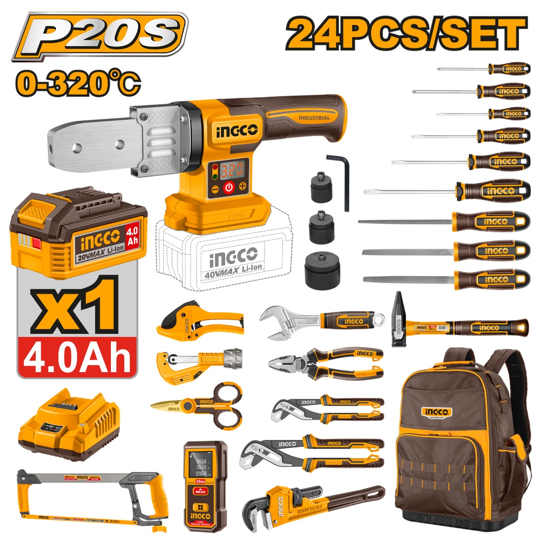 KIT COMBO A BATERIA 20V X24PZ DE PLOMERIA CON BATERIA 4.0AH + CARGADOR + MOCHILA