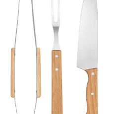 KIT ASADOR TENEDOR 33Cm-CUCHILLO 33 Cm-PINZA 35Cm