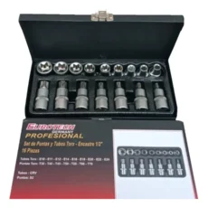 Juego De Tubos Y Puntas Torx Hembra Macho 1/2