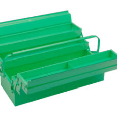 Caja metálica de 5 compartimentos gris.